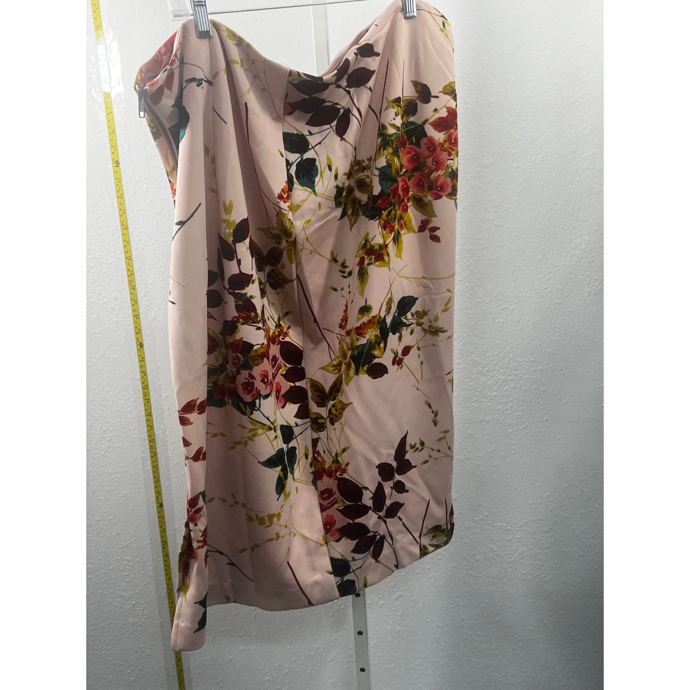 Floral Print Midi Skirt Blush Pink Rose Botanical Side Zip Elegant Pencil Skirt